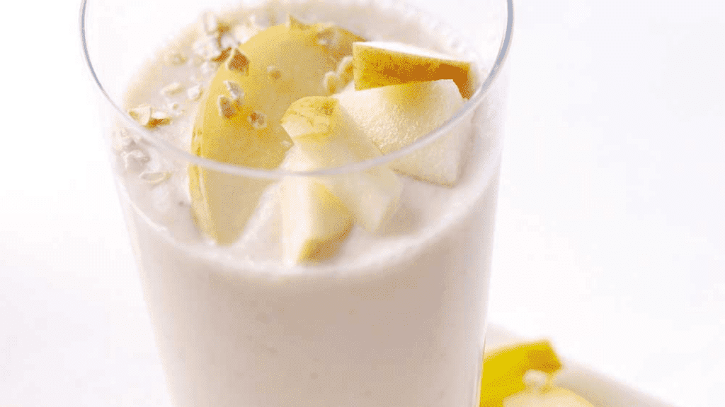 A close-up of a smoothie drink