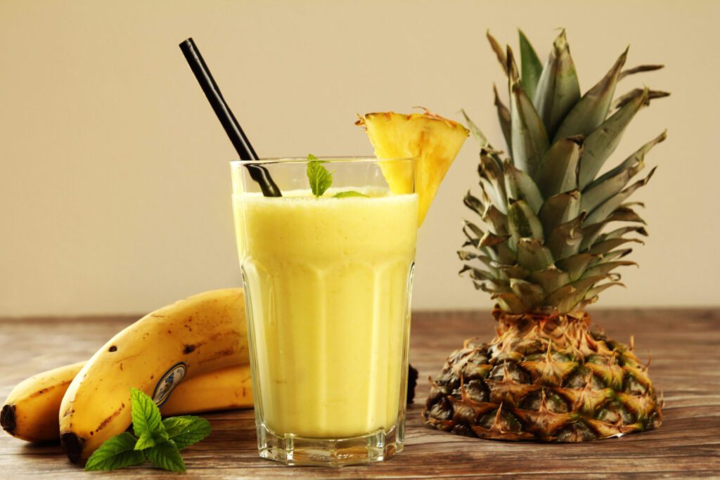Tropical fruit smoothie in a glass